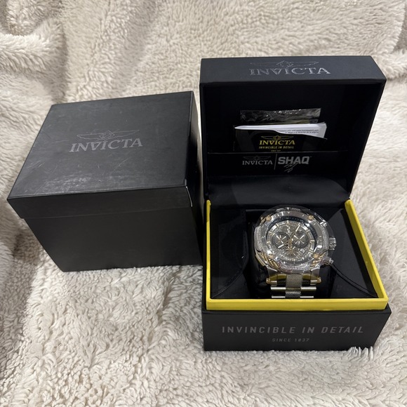 INVICTA SHAQ 33958 Men's Quartz Watch - 60mm Silver & Gold Diamonds 2021 - Picture 1 of 9